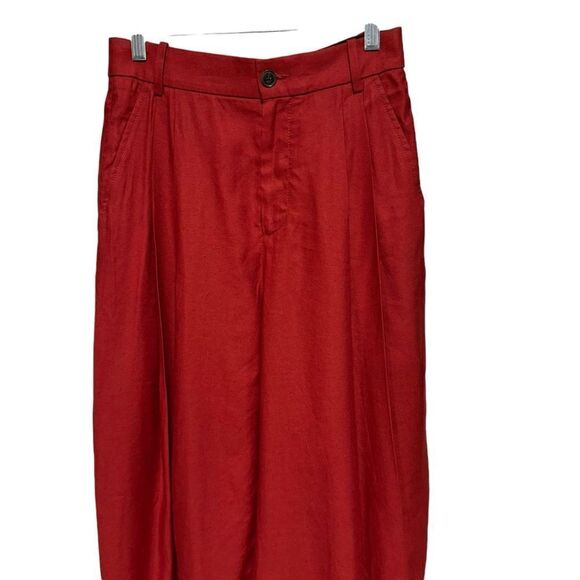 Banana Republic Cherry Red Lena Wide-leg Linen-blend Pant Trousers - Picture 6 of 13
